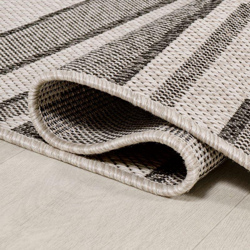 5' x 8' Castara Wavy Stripe Modern Indoor/Outdoor Area Rug, Cream/Dark Gray - JONATHAN Y