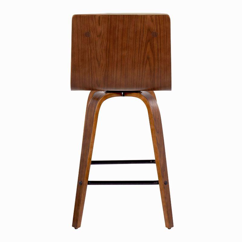 Cream Faux Leather Swivel Counter Stools with Walnut Wood