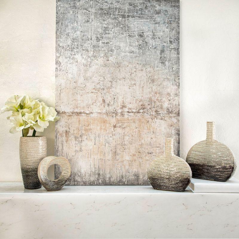 Sagebrook Home 7.9" Cut-Out Sculpture - Creative Abstract Gray and Ivory Ceramic Statue For Home or Office Decor - Decorative Table Accent