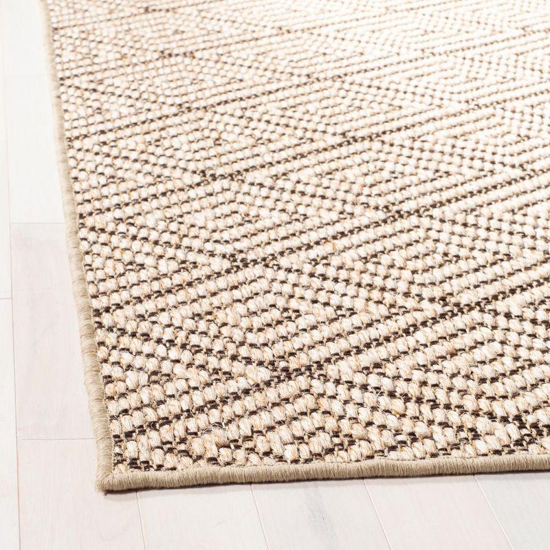 Beige and Brown Geometric Sisal Area Rug, 5' x 8'