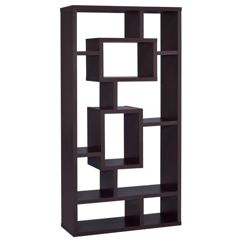 Howie Espresso 10-Shelf Geometric Bookcase