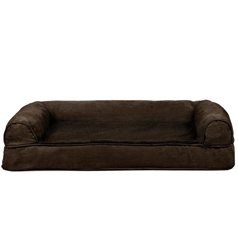 FurHaven Plush & Suede Full Support Sofa Dog Bed - Medium, Espresso