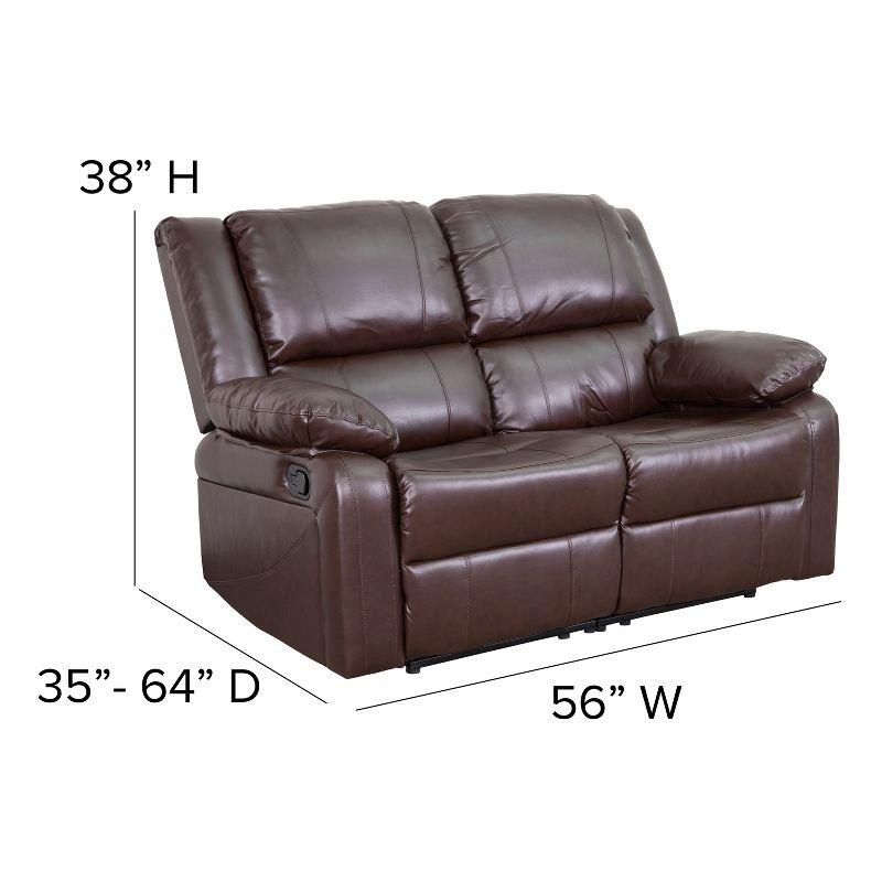 Flash Furniture Harmony Series Brown LeatherSoft Loveseat with Two Built-In Recliners