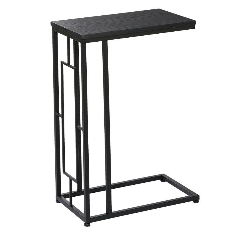 Contemporary Metal and Wood Accent Table Black - Olivia & May: C-Shaped, No Assembly, Iron Frame