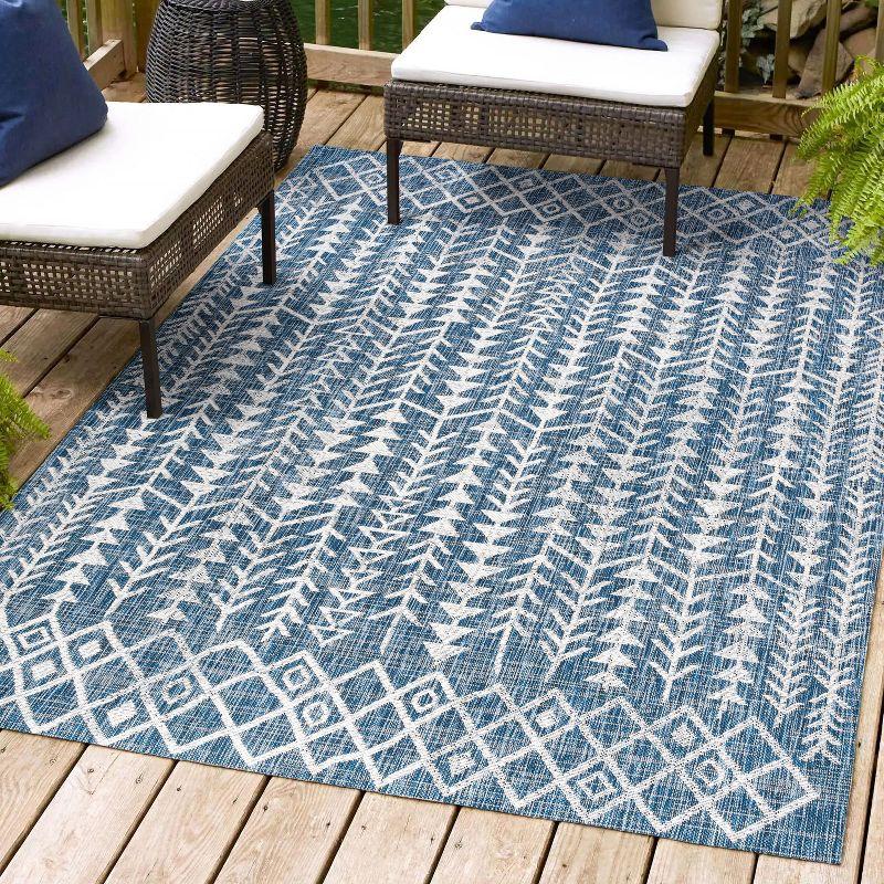 3'x5' Tokay Bohemian Geometric Indoor/Outdoor Area Rug, Blue/Ivory - JONATHAN Y