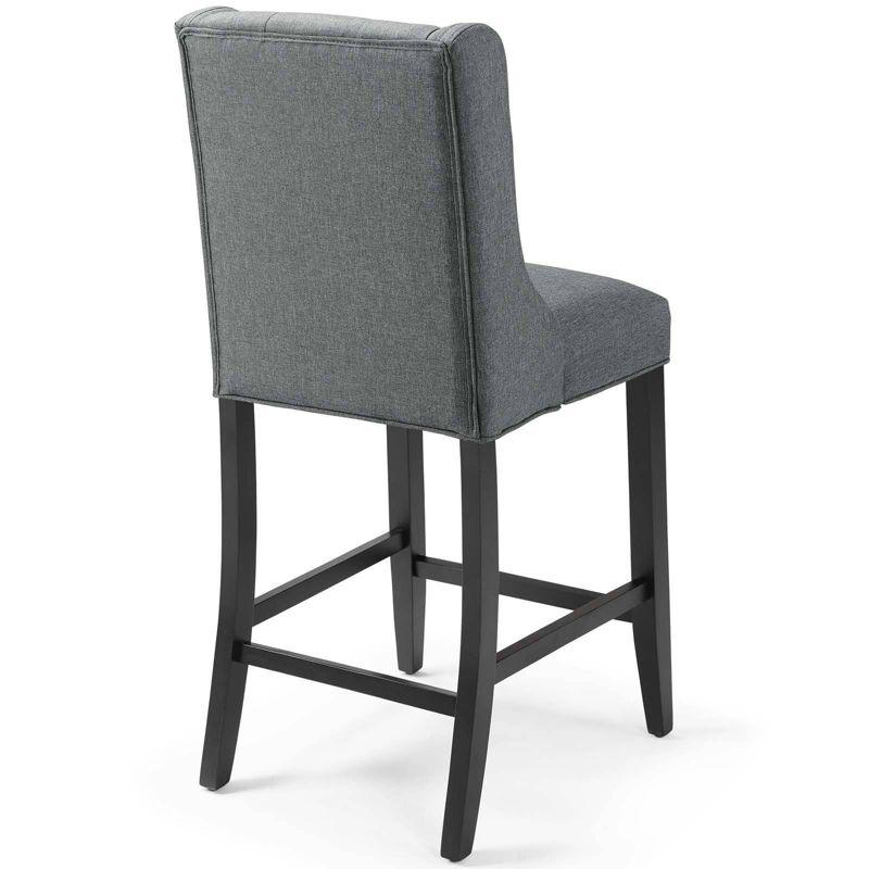 Luxurious Gray Tufted Button Upholstered Fabric Counter Stool