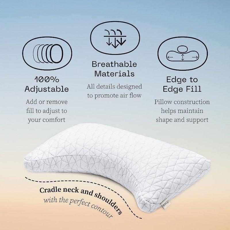 Queen Crescent Memory Foam Pillow with Adjustable Fill