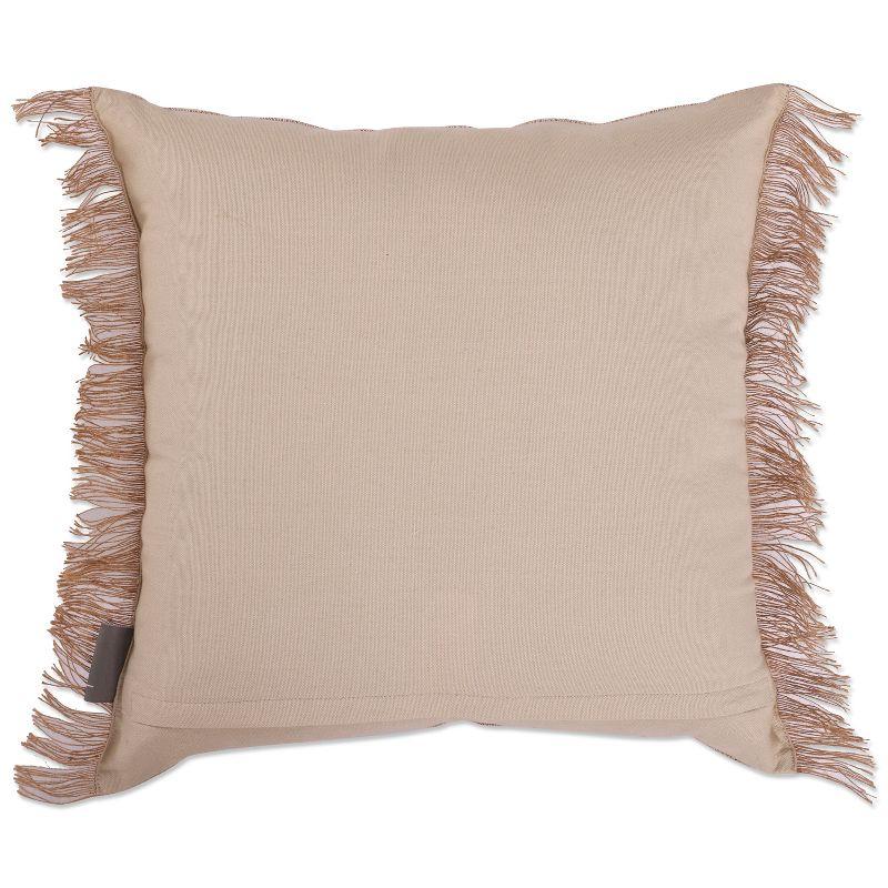 Fringed Cotton Blend Throw Pillow