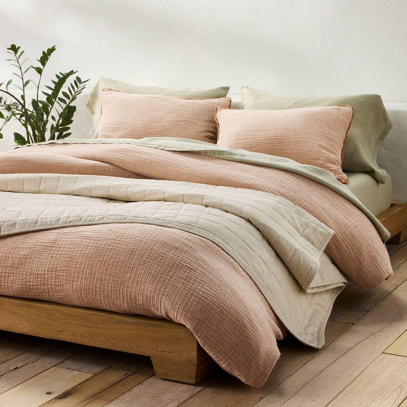 Full/Queen Heavyweight Linen Blend Quilt Natural - Casaluna™: Rayon & Cotton, Box Quilting, OEKO-TEX Certified
