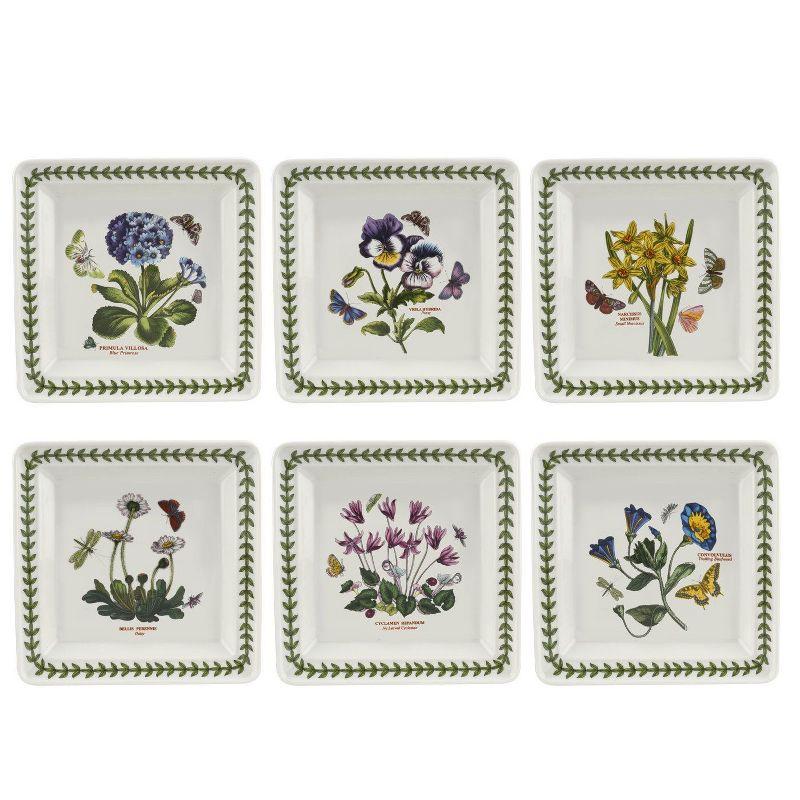 Square Porcelain Salad/Dessert Plates, Chip-Resistant, Set of 6