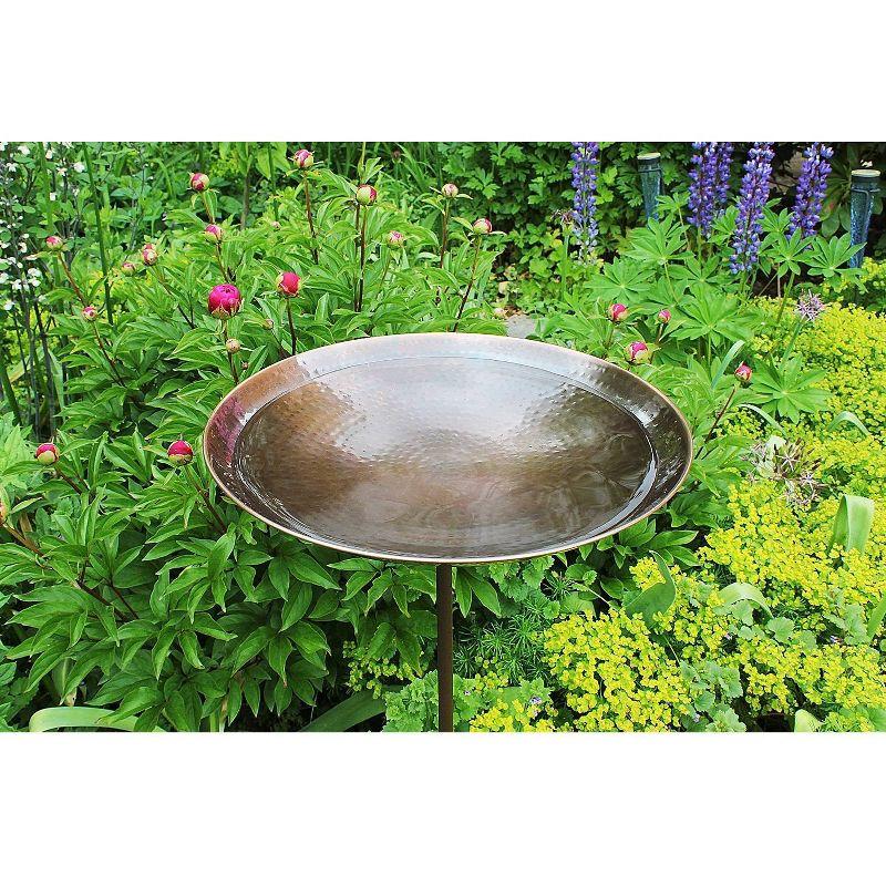 4" Wide Burnt Copper Birdbath with Stake Antique Finish - Achla Designs: Stainless Steel, Weather-Resistant