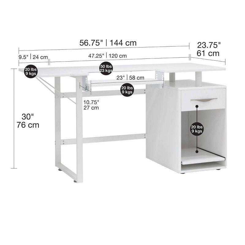 56.75'' x 23.75'' Sewing Table with Sewing Machine Platform