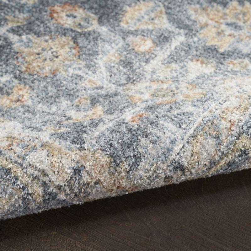Nourison Astra Machine Washable Vintage Persian Indoor Bathroom, Kitchen Runner Rug Grey/Gold 2'2" x 12'