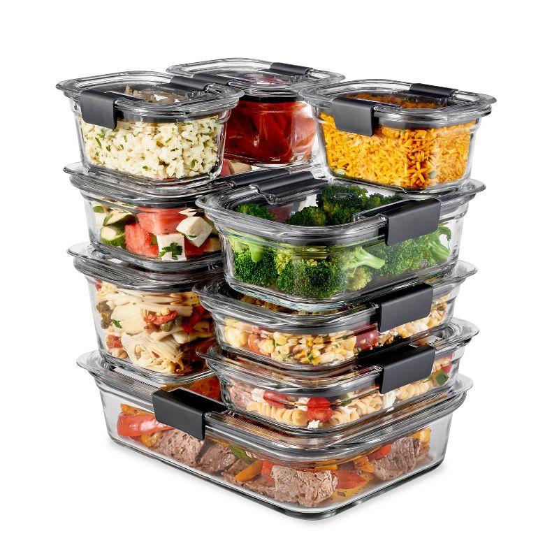 Rubbermaid 8 Cup/1.9 Liter Large Brilliance Glass: Microwave, Freezer & Oven Safe Food Storage Container with Lid