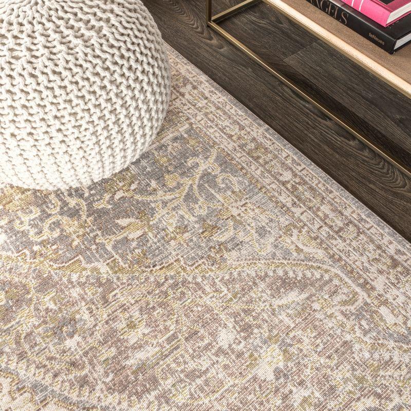8'x10' Petras Modern Ornate Medallion Area Rug, Gray/Brown - JONATHAN Y