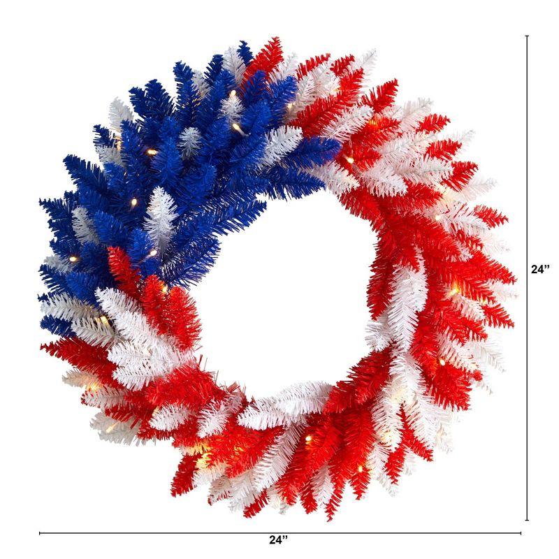 Festive Patriotic Red, White, and Blue LED Americana Wreath 19.5"