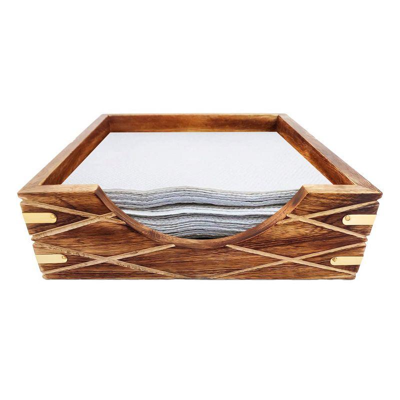 Vintiquewise Tabletop Decorative Wood Napkin Holder for Kitchen, Dining Table and Counter Tops