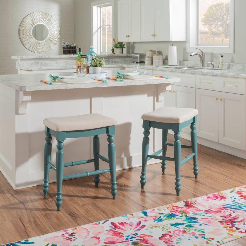 Kelly Clarkson Home Jordyn Backless Upholstered Wood Counter & Bar Stool