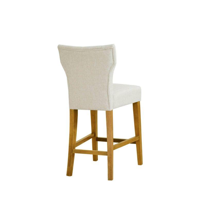 Saffron Tufted Back Counter Height Barstool Cream - Madison Park: Upholstered, Padded, Wood Legs
