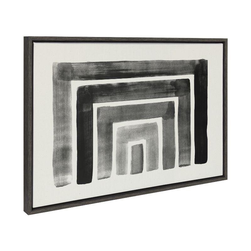 Kate and Laurel Sylvie MCM Abstract Rainbow Black Framed Canvas by The Creative Bunch Studio, 23x33, Dark Gray