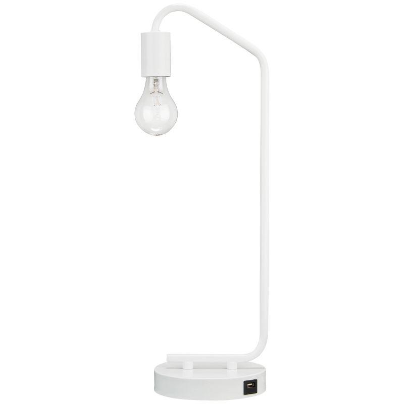 Covybend Metal Desk Lamp White - Signature Design by Ashley: USB Port, Modern Accent, UL Listed