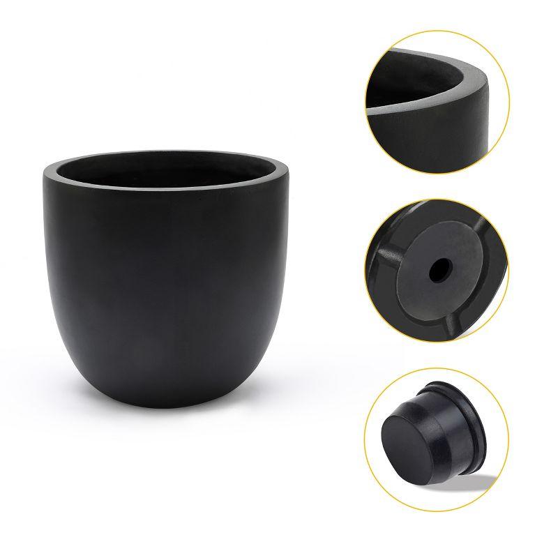 LuxenHome Round Tapered 12.2" H Flower Pot Planter Black