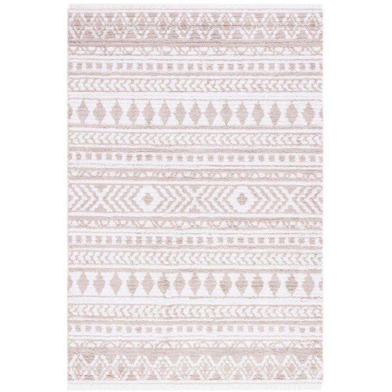 Augustine Ivory Beige Synthetic Square Area Rug, 6'4"