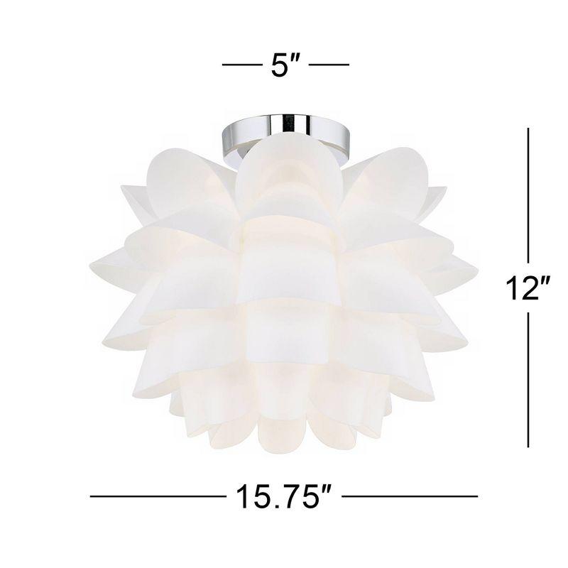 Possini Euro Design Modern Ceiling Light Semi Flush Mount Fixture 15 3/4" Wide White Flower for Bedroom Kitchen Living Room Hallway Bathroom House