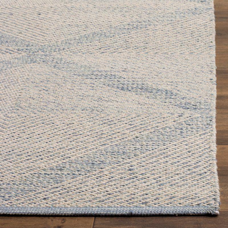 Coastal Essence Light Blue Cotton 6' Square Handwoven Rug