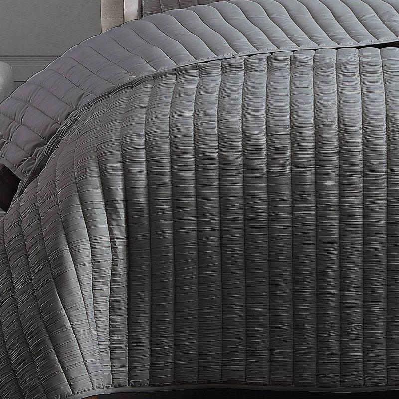 Riverbrook Home 3pc Full/Queen Moonstone Quilt Bedding Set Dark Gray: Polyester, Machine Washable, No Flange