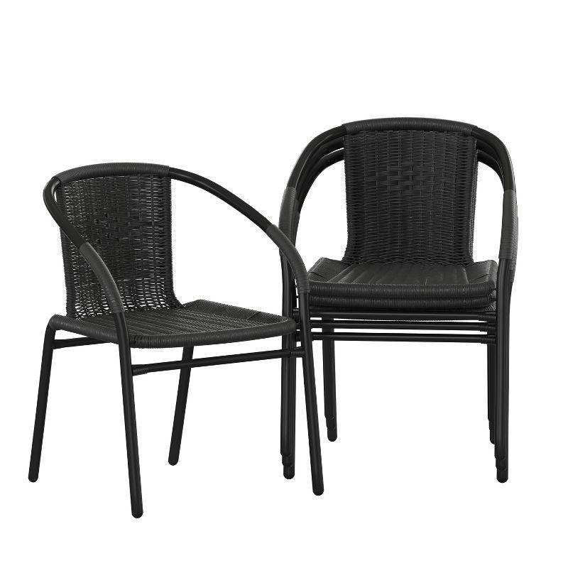 Modern Black Powder-Coated Steel Stackable Outdoor Dining Chair