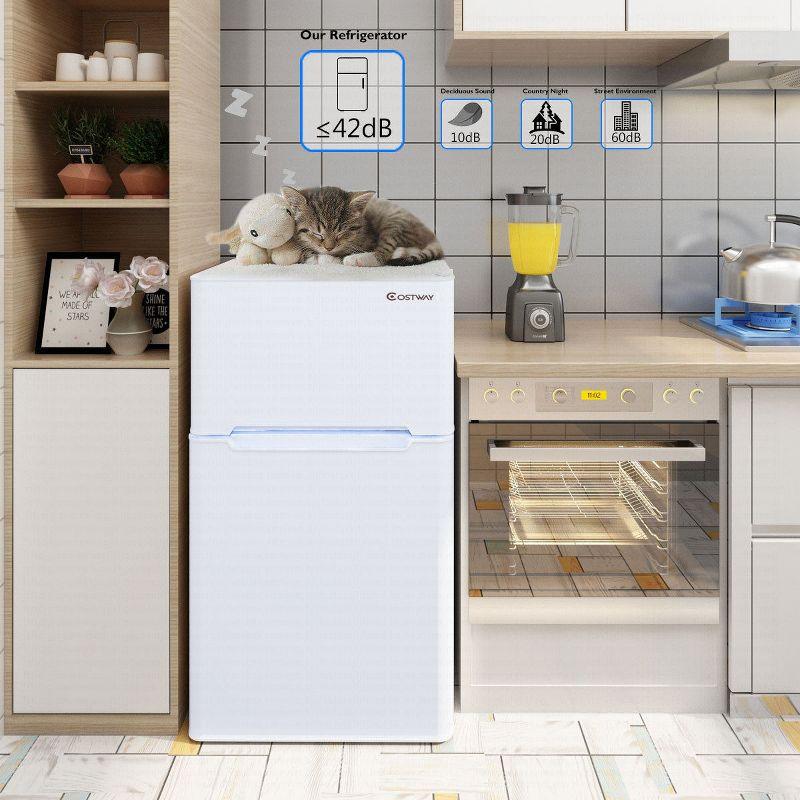 Costway Costway 3.2 Cubic Feet Portable Freestanding Mini Fridge with Freezer