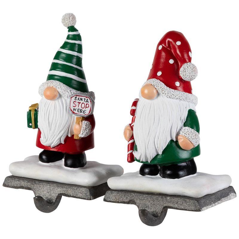 Northlight Seasonal Santa Gnomes Christmas Stocking Holders - 6.25" - Set Of 2
