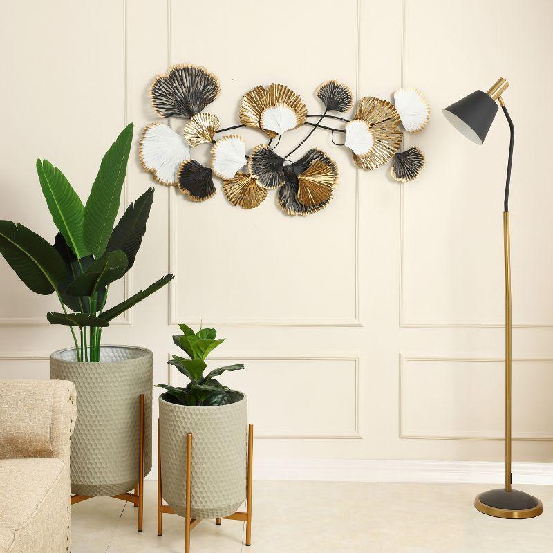 LuxenHome White, Black, and Gold Metal Ginkgo Leaves Modern Wall Decor Multicolored