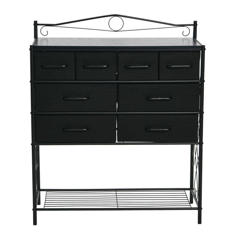 Household Essentials Victorian Style 8-Drawer and Bottom Shoe Shelf Dresser Unit, Black