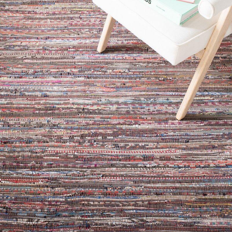 Rag Rug RAR121 Hand Woven Indoor Area Rug - 6'x6' - Rust/Multi - Safavieh