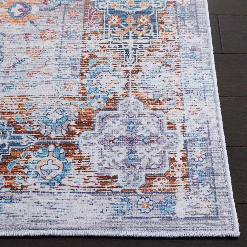 Elegant Blue Synthetic 9' x 12' Hand-Knotted Area Rug