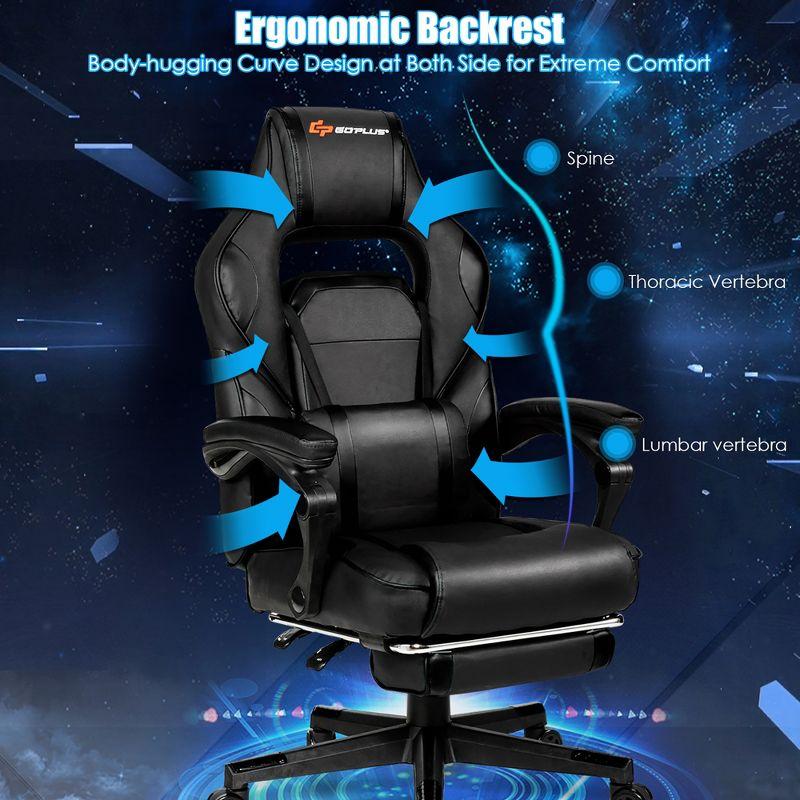 Costway Massage Gaming Chair Reclining Racing Computer Office Chair with Footrest Black