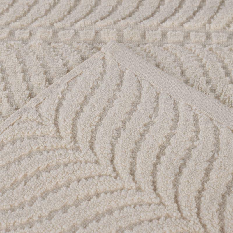 Chevron Zero Twist Cotton Solid and Jacquard 9 Piece Bathroom Towel Set, Ivory - Blue Nile Mills