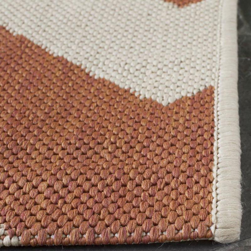 Terracotta and Beige Synthetic 2'3" x 8' Easy-Care Runner Rug