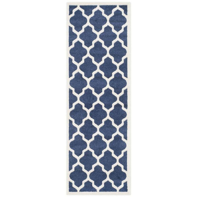 Amherst AMT420 Power Loomed Indoor Runner Rug - Navy/Beige - 2'3"x11' - Safavieh