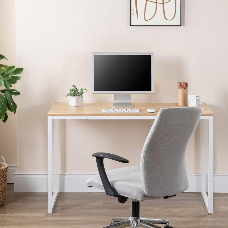 Jennifer 60'' Natural Wood and White Metal Desk