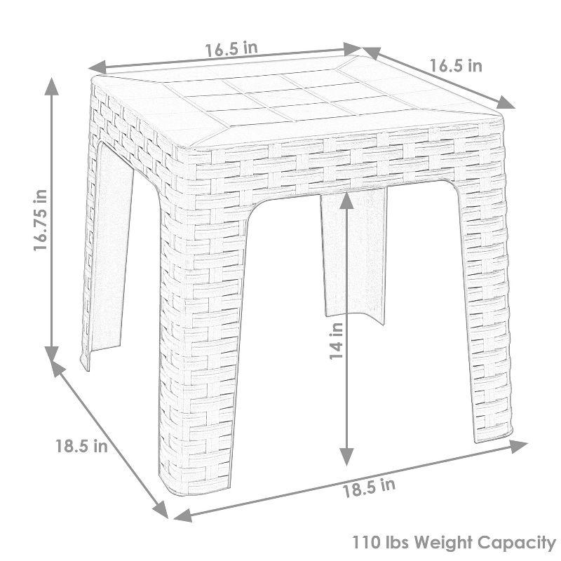 Gray 18" Square Polypropylene Outdoor Patio Side Table