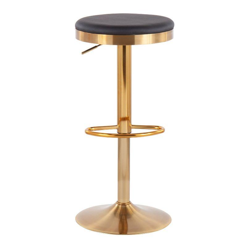 Set of 2 Dakota Glam Adjustable Barstools: Swivel, Footrest, Steel/Faux Leather - LumiSource