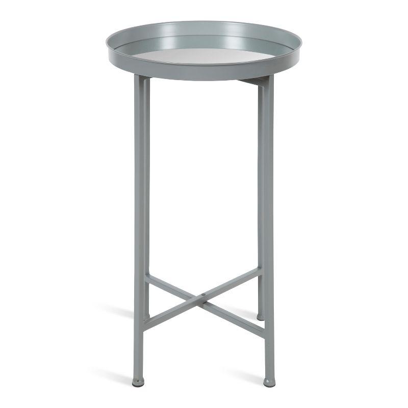 Celia Gray Metal Foldable Tray Table with Mirror Top, 25.5"