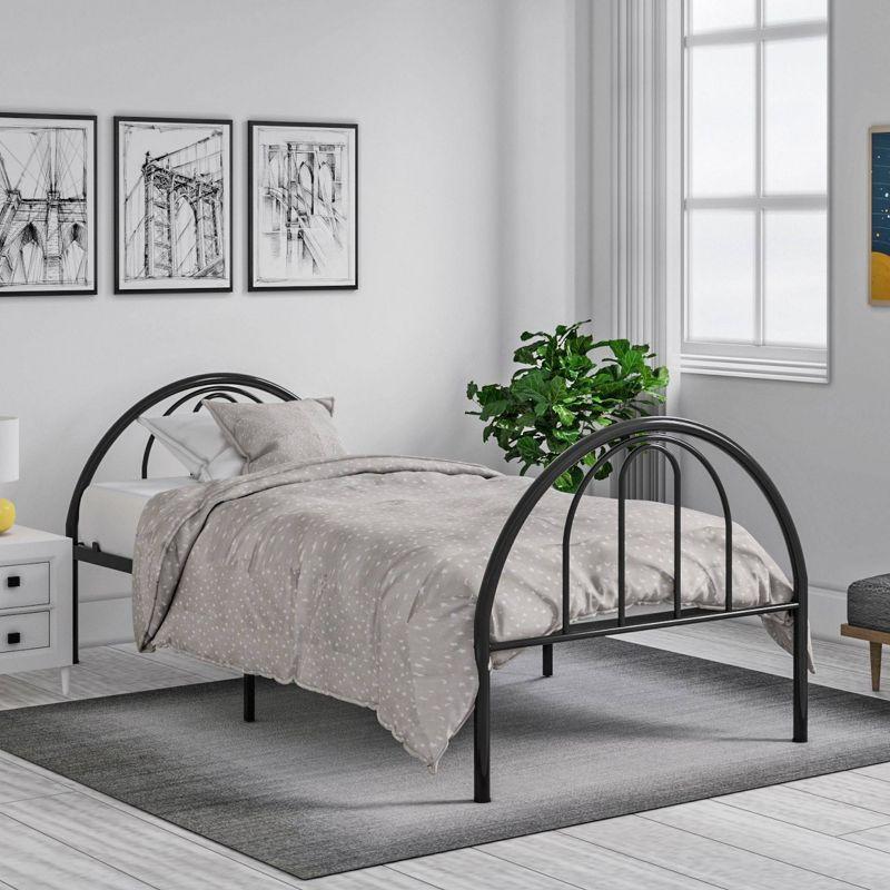 Brooklyn Black Metal Twin Bed Frame with Headboard and Slats