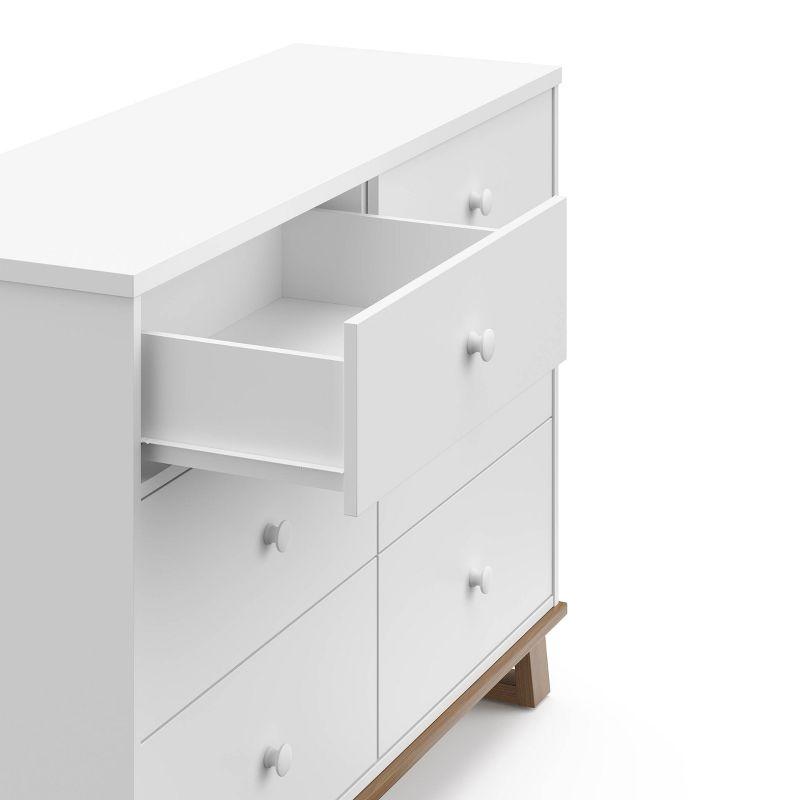 White and Driftwood Modern 6-Drawer Nursery Dresser