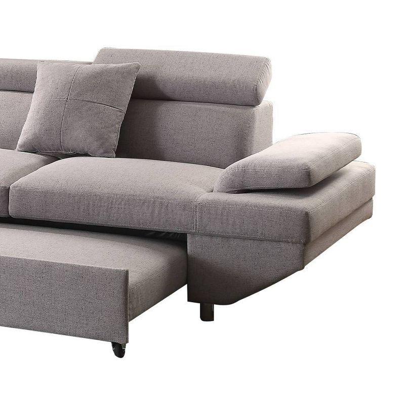 Cozy Gray Fabric Two-Piece Sectional Sofa with Wood Accents