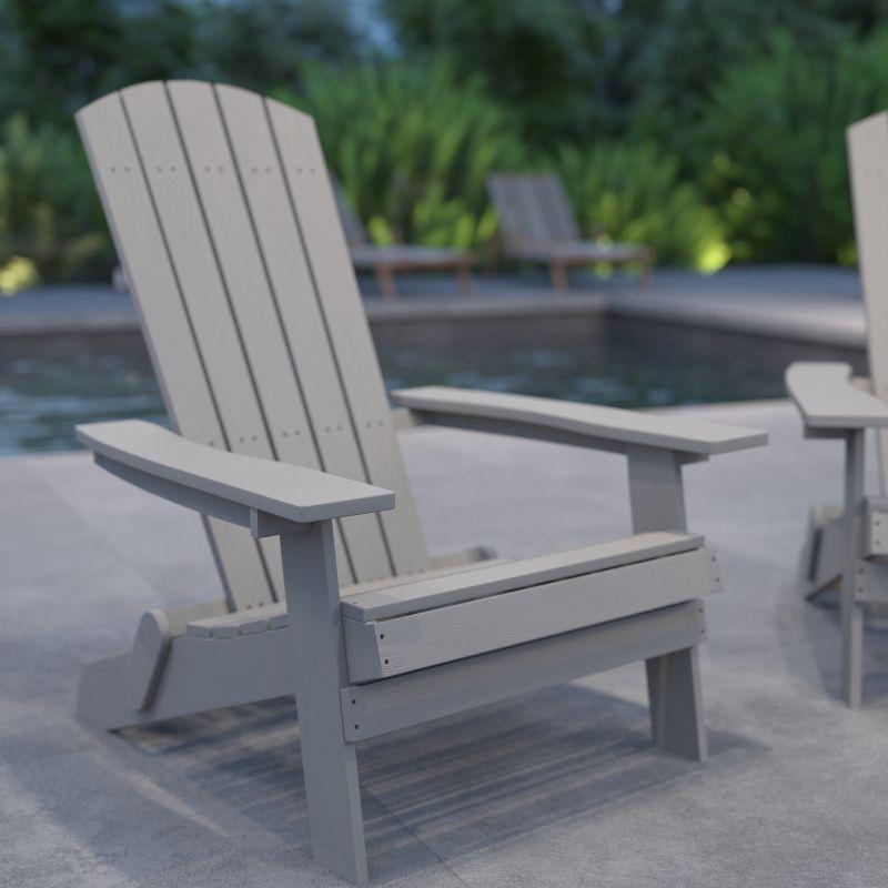 Merrick Lane Set of 2 Poly Resin Folding Adirondack Lounge Chair - All-Weather Indoor/Outdoor Patio Chair