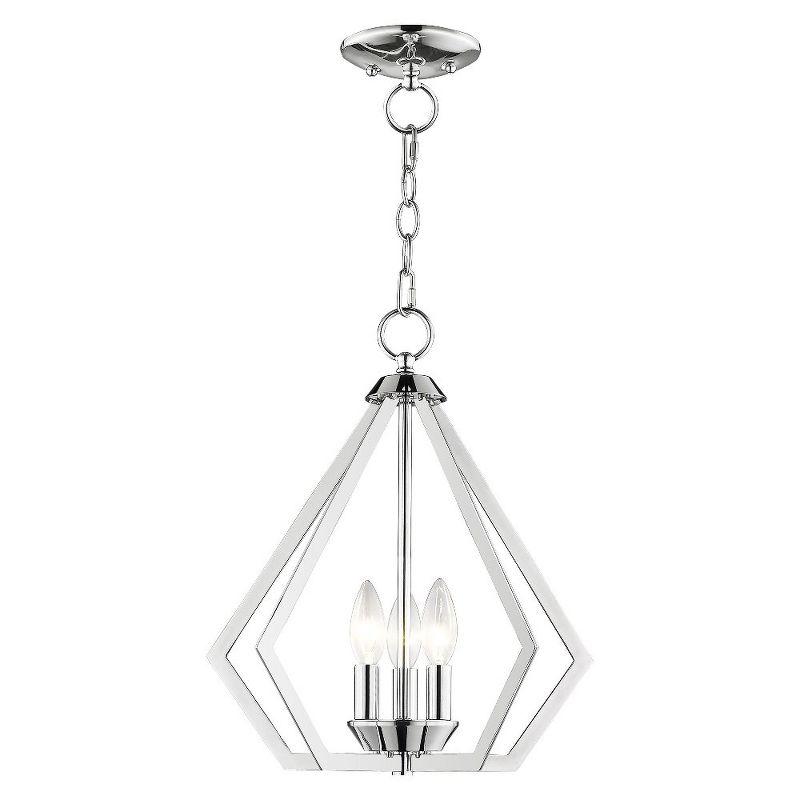 Triangular Prism Polished Chrome Mini Chandelier with Crystal Candles